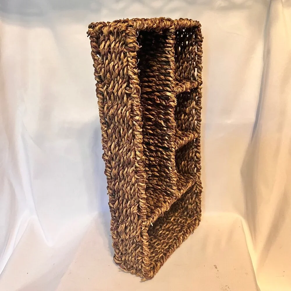 Vintage Seagrass Tray W/Compartments-Woven Basket-14